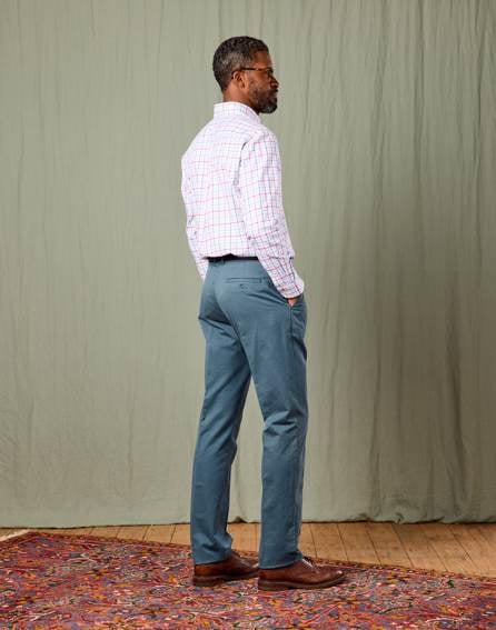Pleated Front Chinos - Petrol Blue