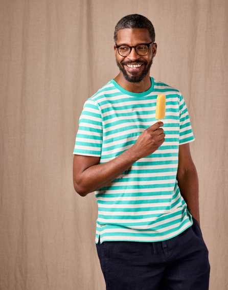 Printed Stripe T Shirt - Green