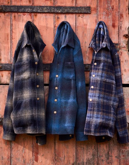 Wool Overshirt - Navy/Blue Check