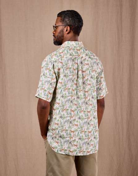 Linen Shirt Short Sleeve - Safari Print