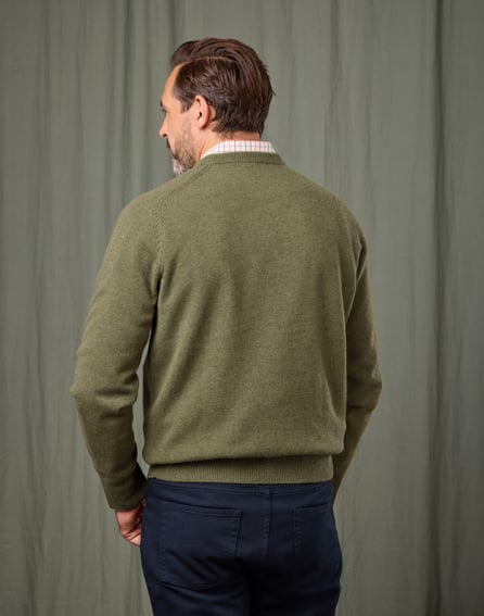 Lambswool Crew Neck Jumper - Light Olive