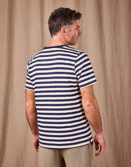 Printed Stripe T Shirt - Navy