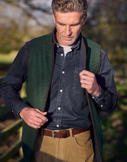 Reversible Merino Gilet - Dark Green/Dark Blue
