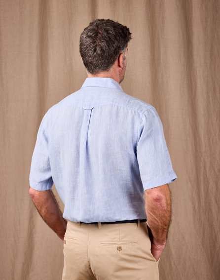 Linen Shirt Short Sleeve - Light Blue