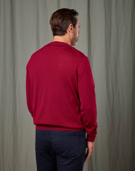 Merino Crew Neck Jumper- Burgundy