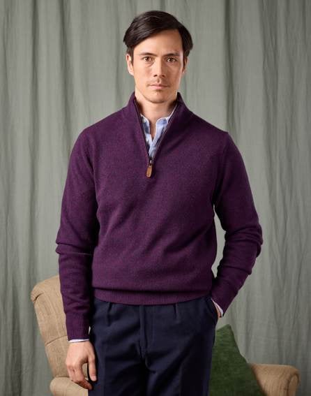 Lambswool Half Zip Jumper - Blackberry
