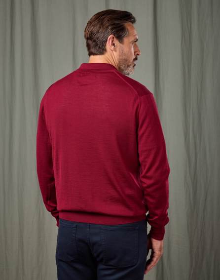 Merino Polo Collar Jumper - Burgundy