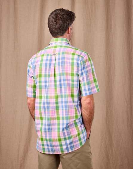 Summer Check Shirt Short Sleeve - Green/Pink/Blue Madras