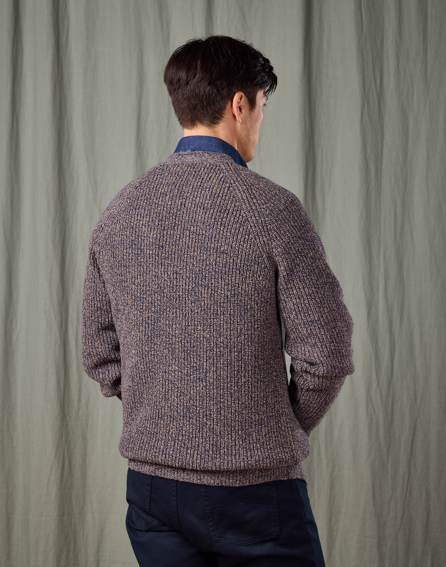 Yak Cardigan - Navy/Ecru