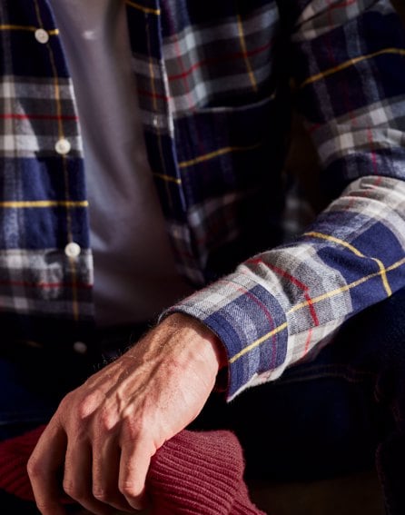 Brushed Cotton Check Shirt - Navy/Red