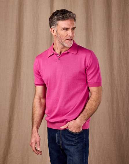Cotton Knitted Polo - Pink
