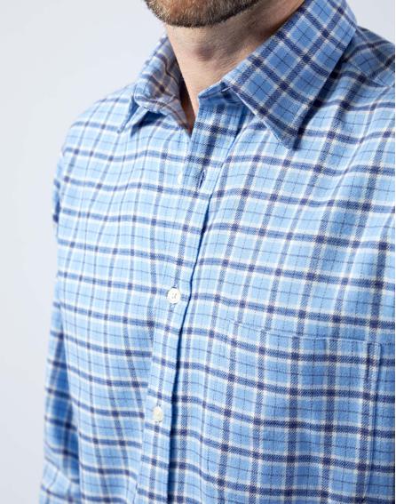 Brushed Cotton Check Shirt - Blue/Navy