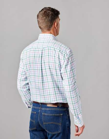 Button Down Oxford Shirt - Green/Purple/Blue Check
