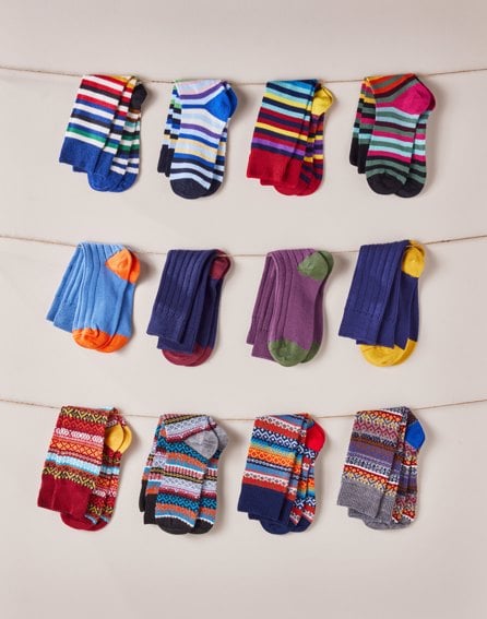 Heel & Toe Cotton Socks - Navy/Mustard