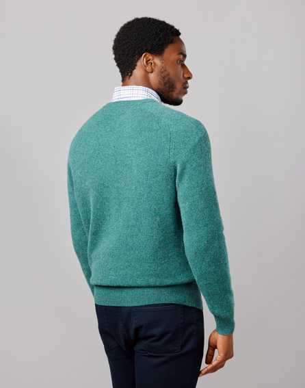 Lambswool V Neck Jumper - Pine