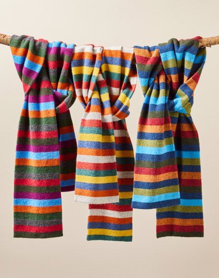 Striped Merino Scarf - Navy