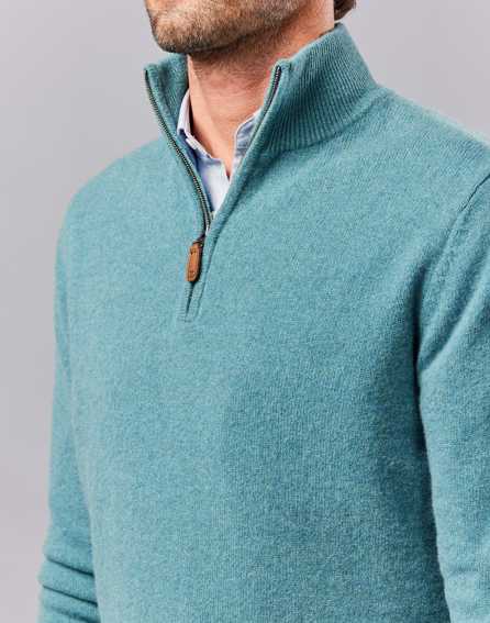 Lambswool Half Zip Jumper - Teal