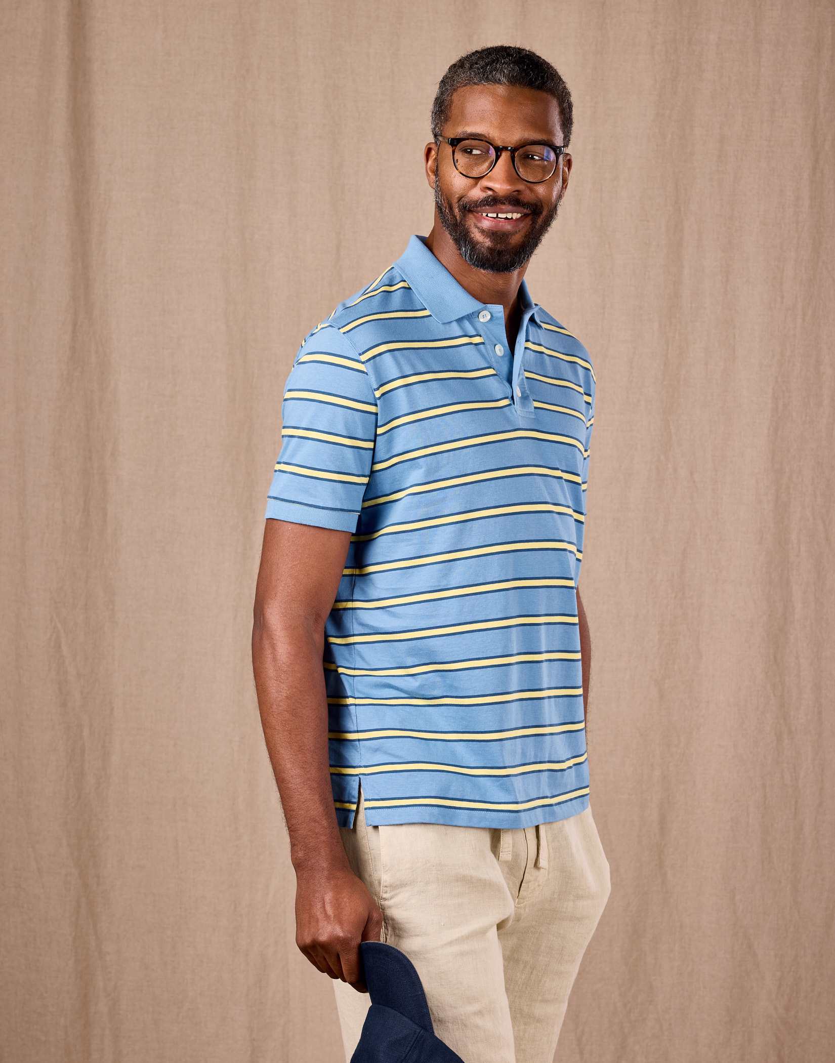 Striped Polo Shirt - Blue/Yellow