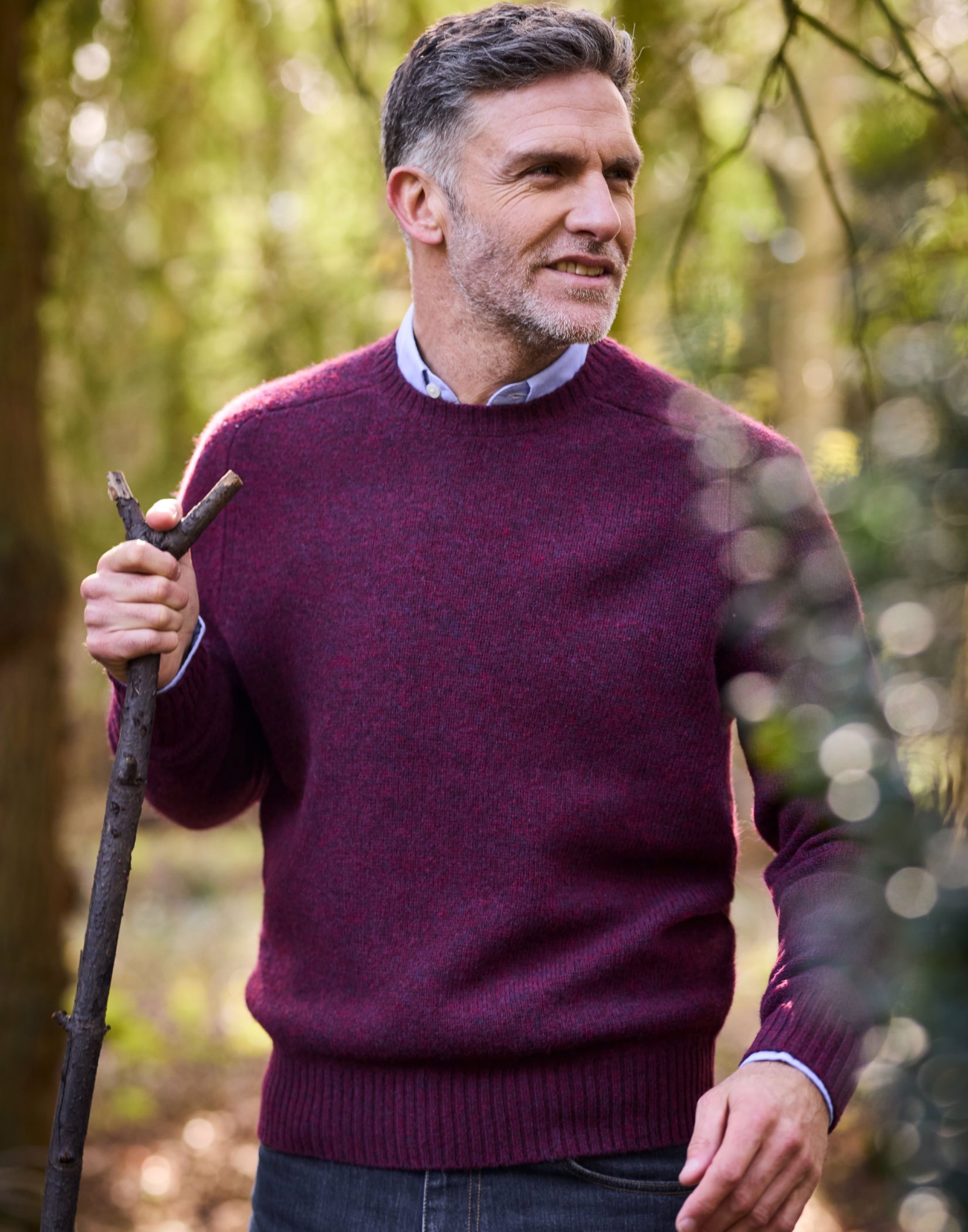 Shetland Crew Neck Jumper - Damson