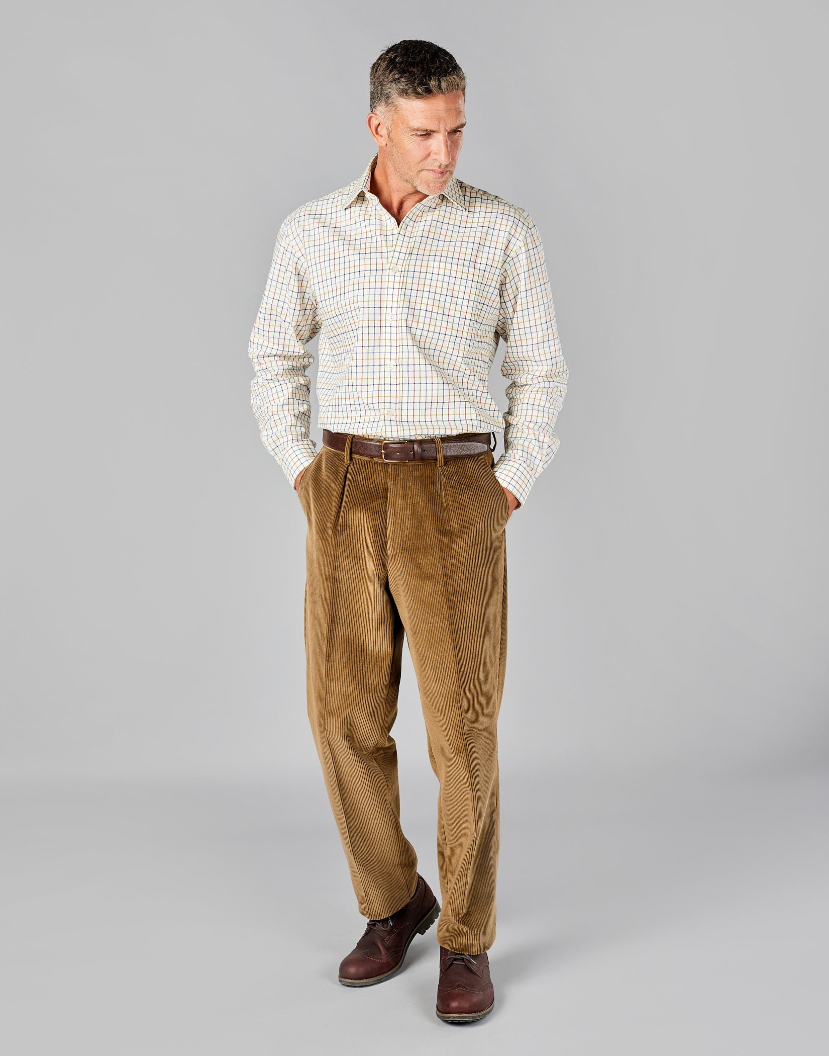 Corduroy Trousers - Khaki | Joseph Turner