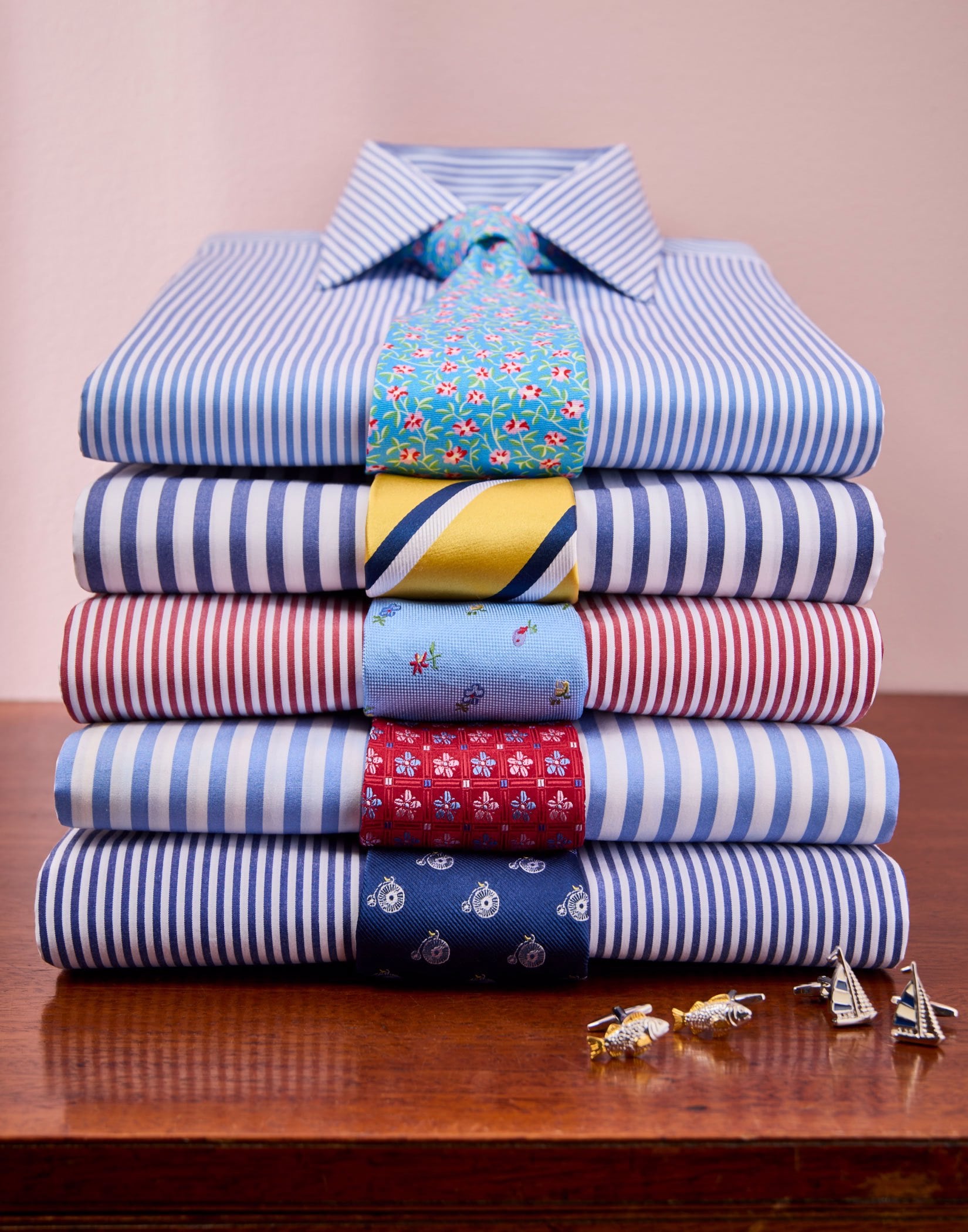 Navy Butcher Stripe Shirt