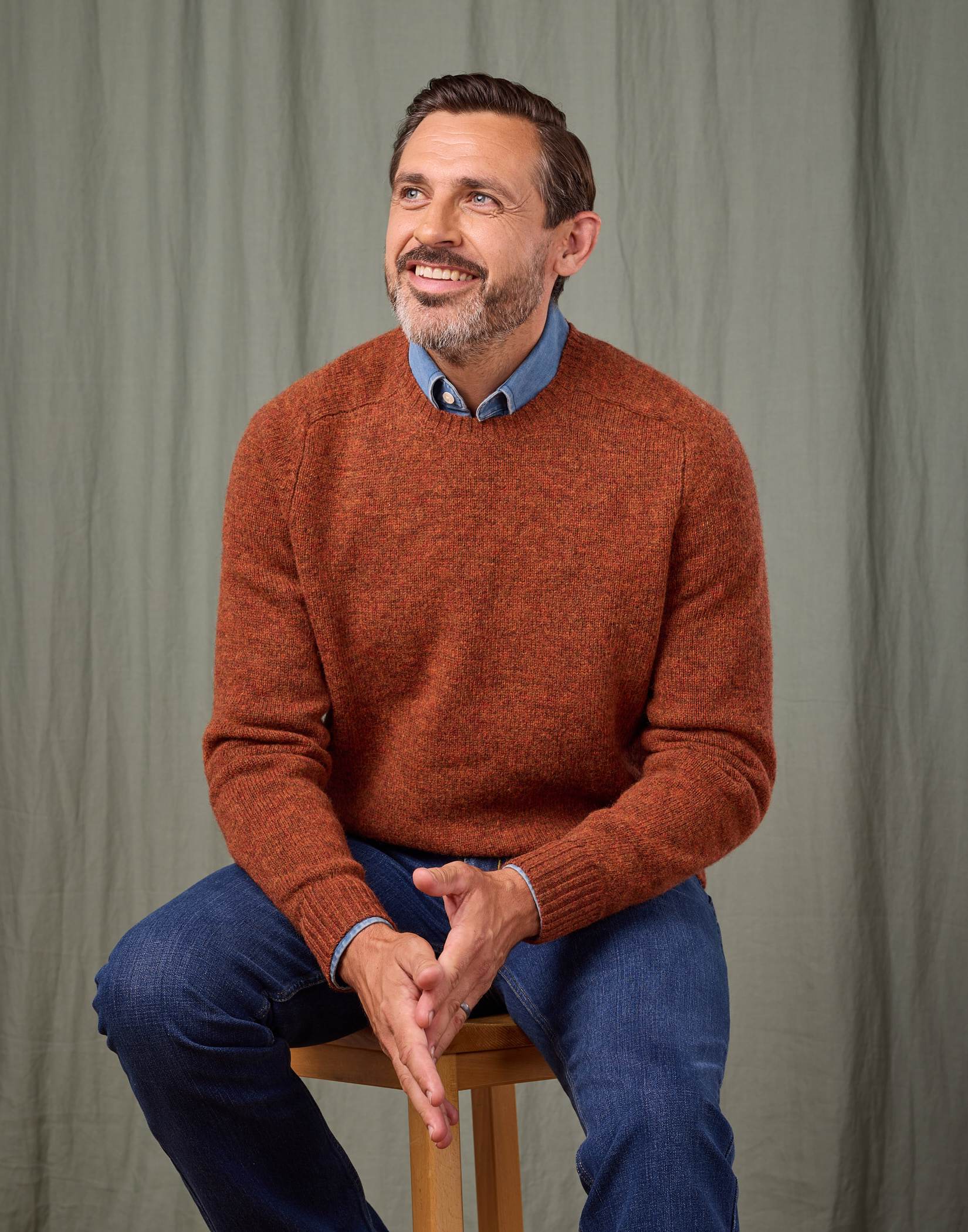 Shetland Crew Neck Jumper - Burnt Orange
