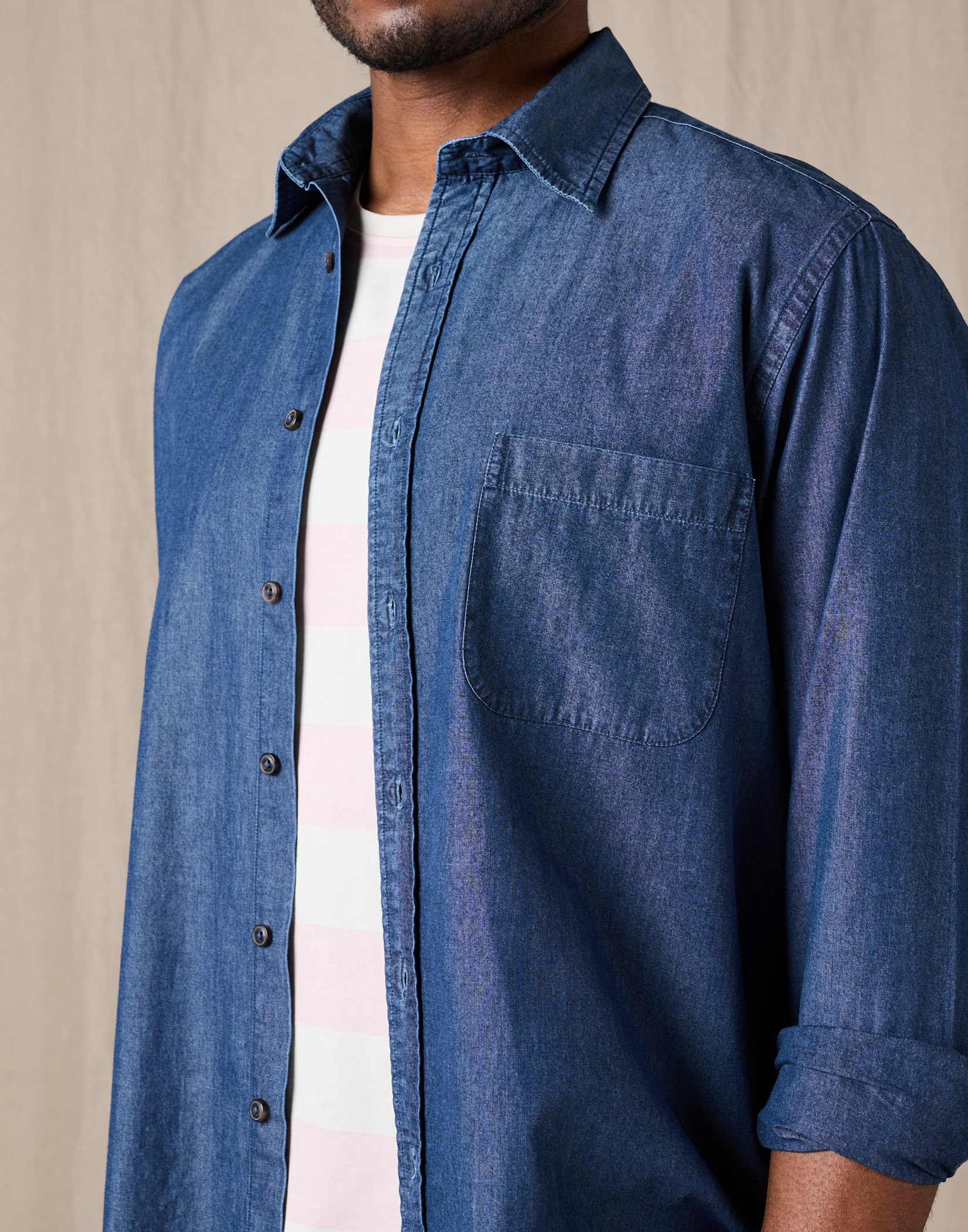 Kemeja Lengan Panjang Dark Chambray Dark Blue