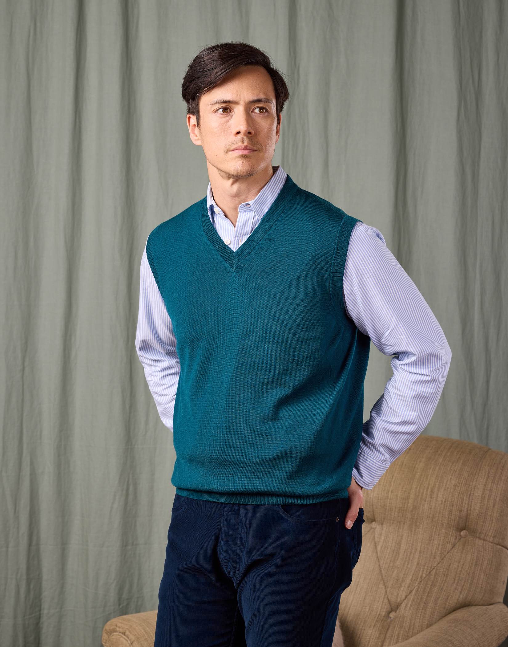 Merino Sleeveless Jumper - Teal