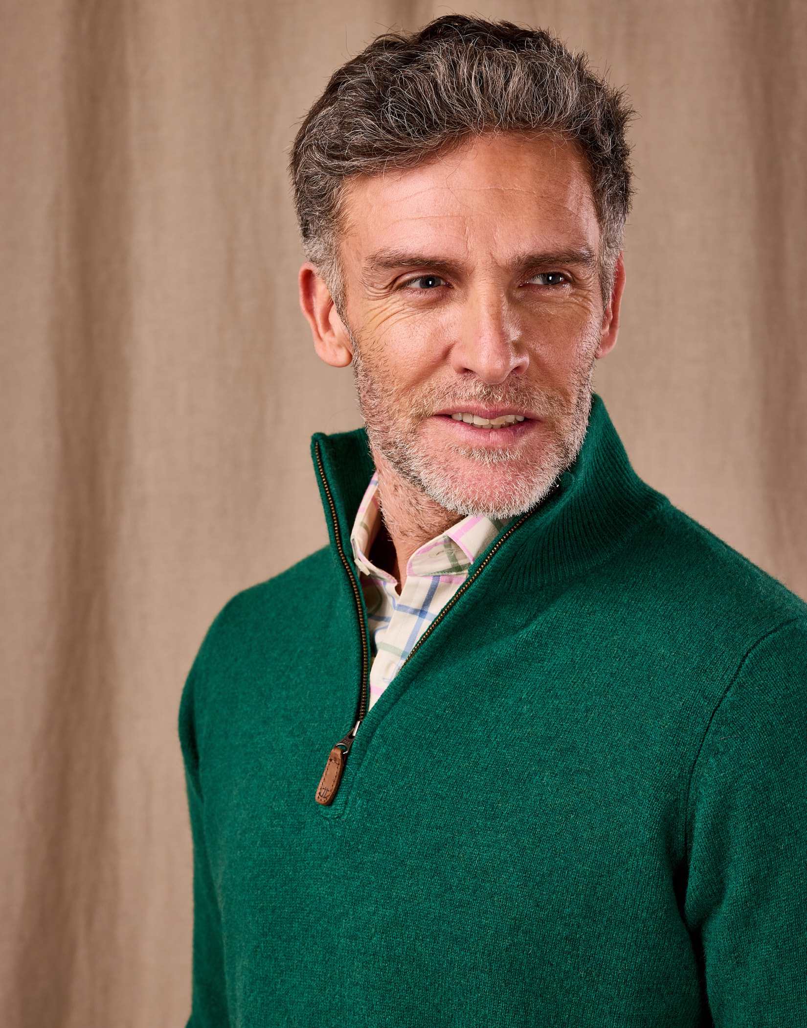 Lambswool Half Zip Jumper - Green