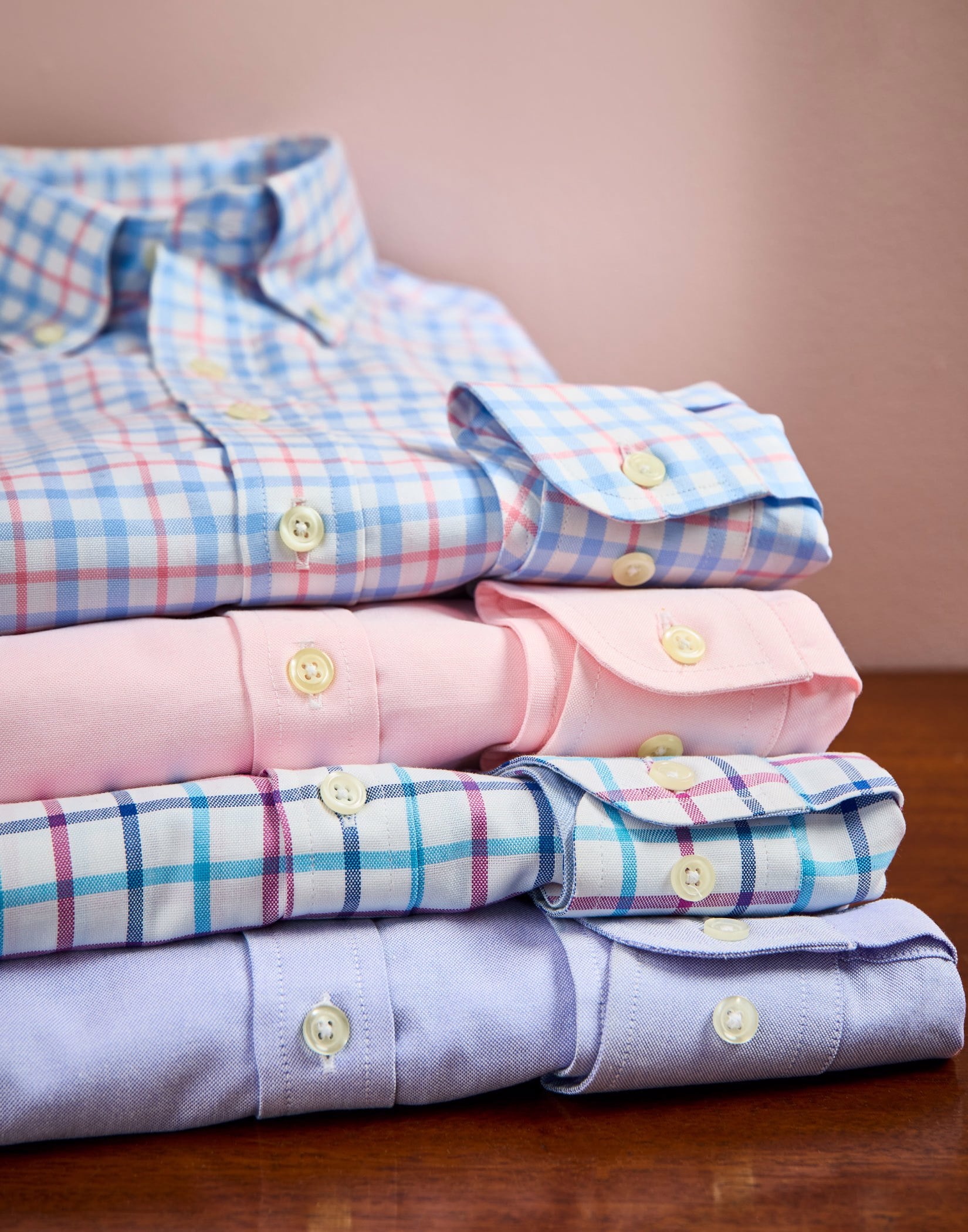 Button Down Oxford Shirt - Blue/Magenta Check