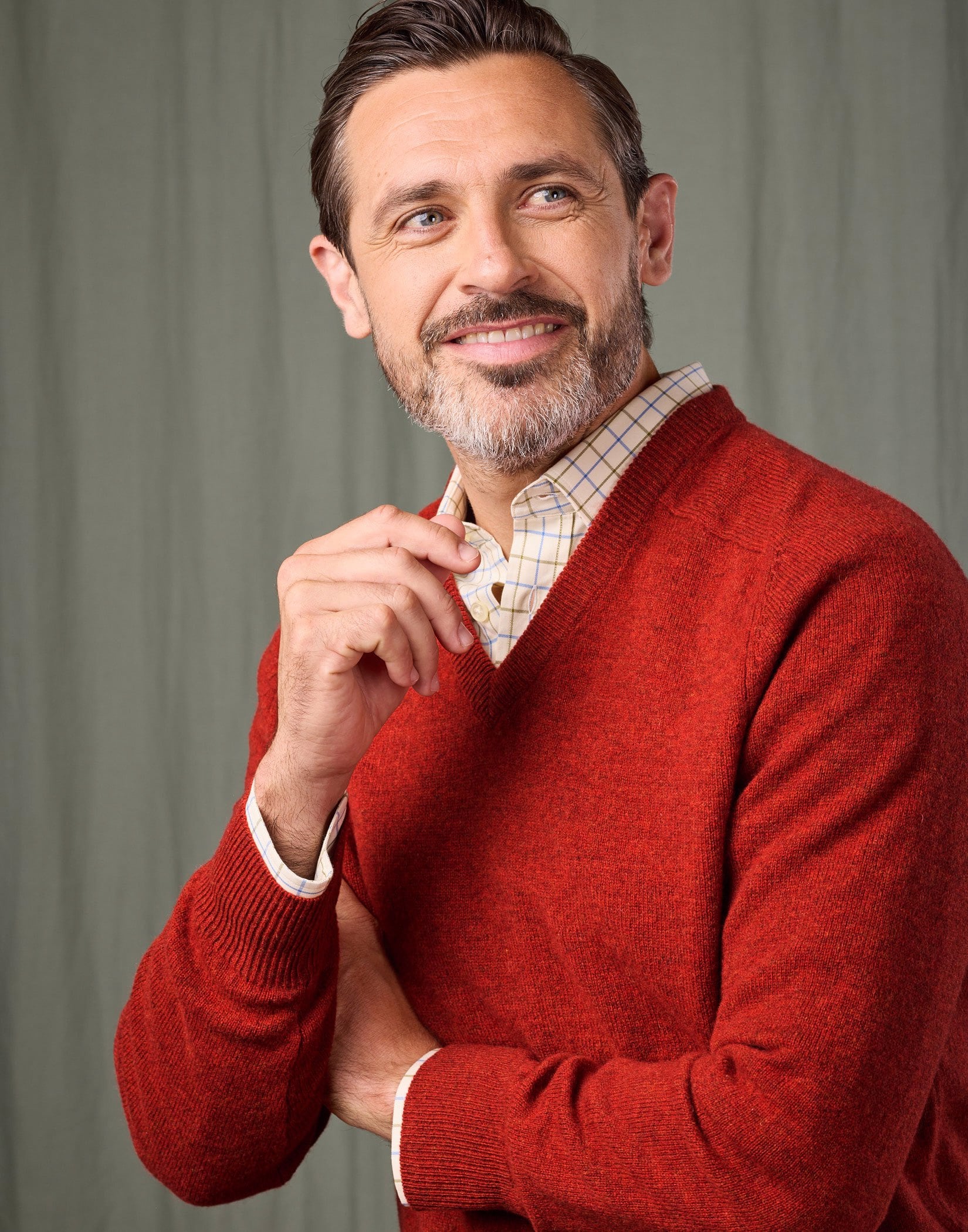 Lambswool V Neck Jumper - Orange