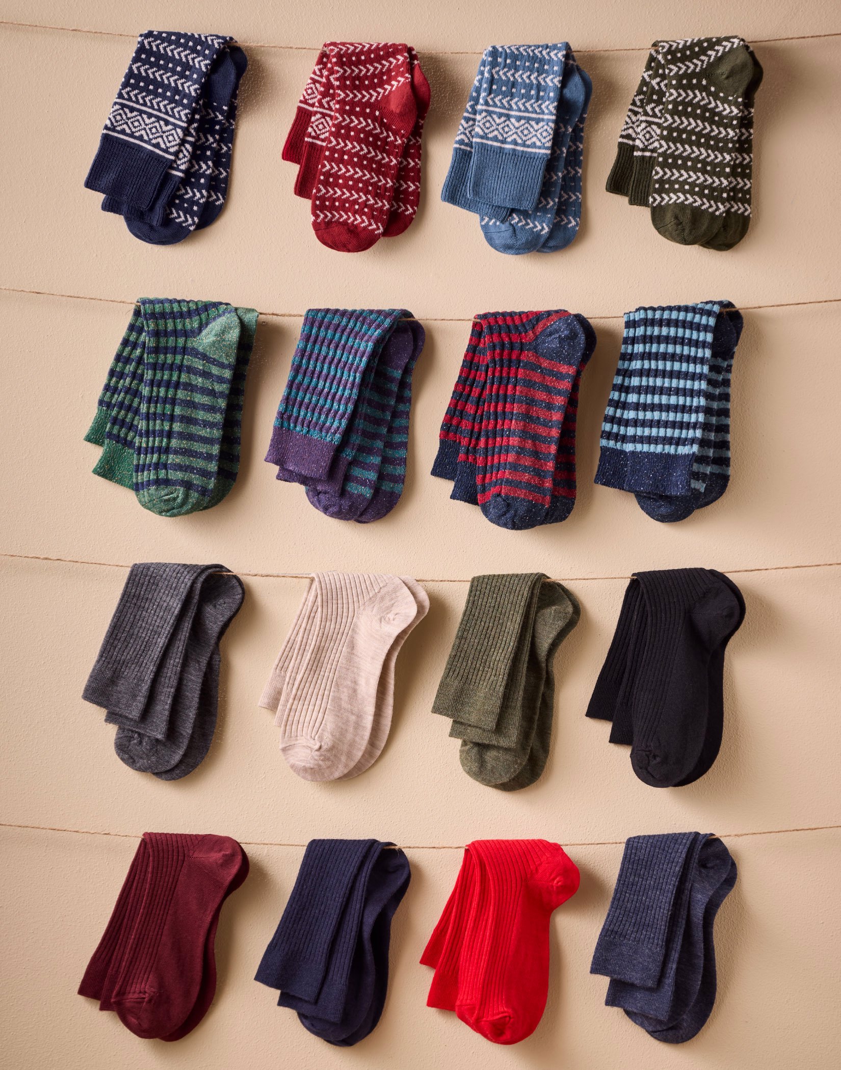 Melange Narrow Stripe Socks Purple/Teal