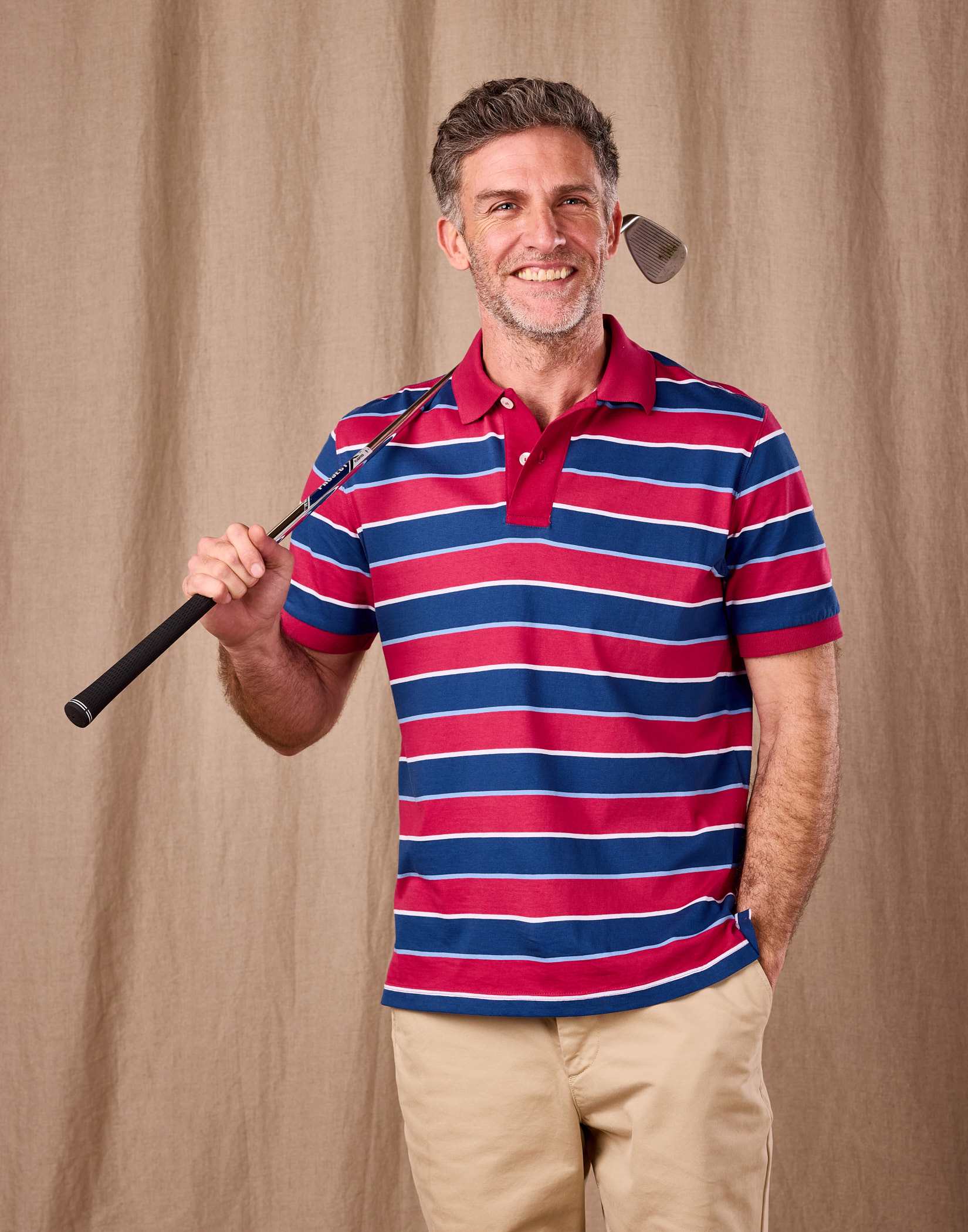 Striped Polo Shirt - Red/Blue