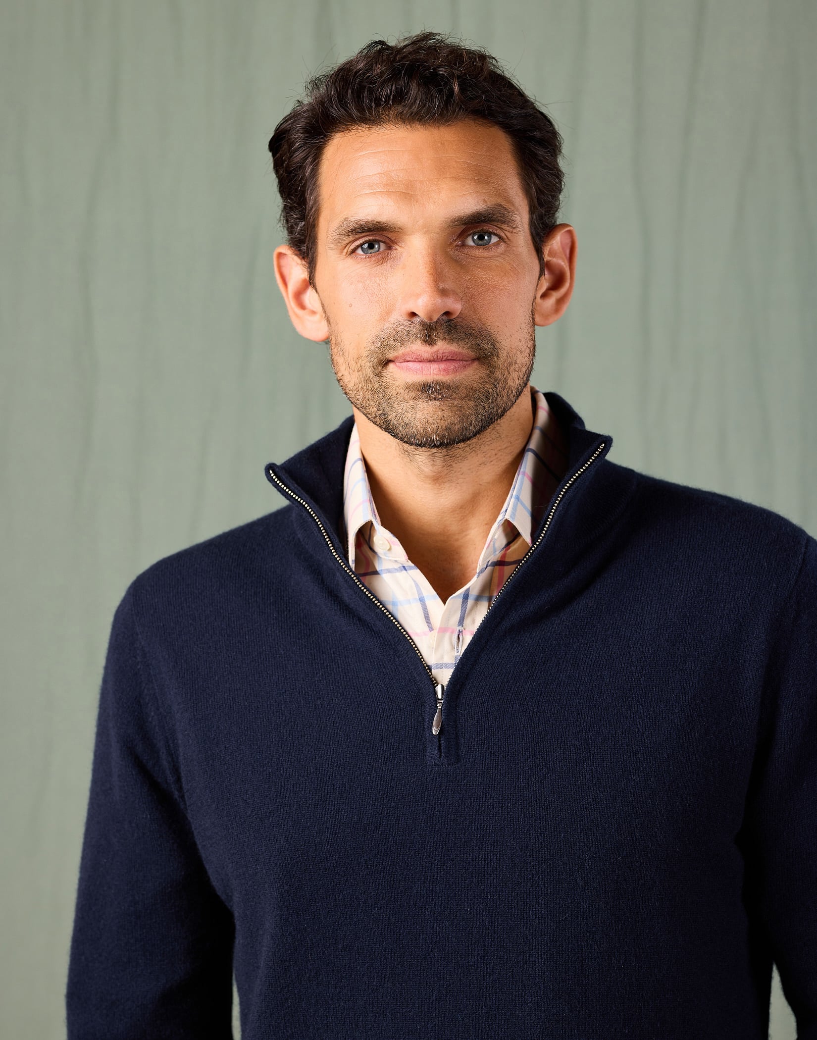 Cashmere Half Zip Jumper - Navy