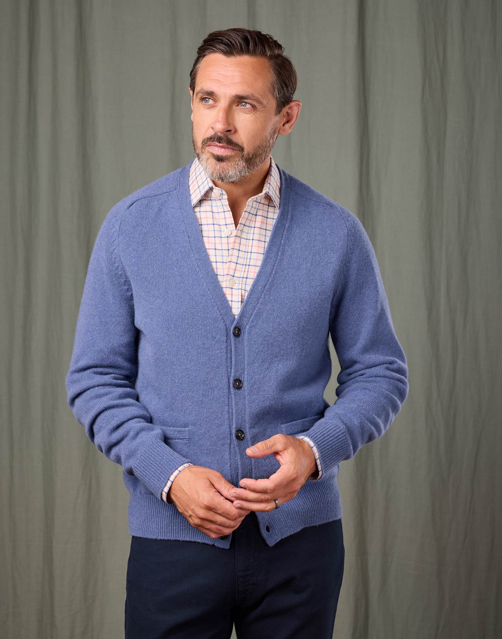 Lambswool Cardigan - Blue