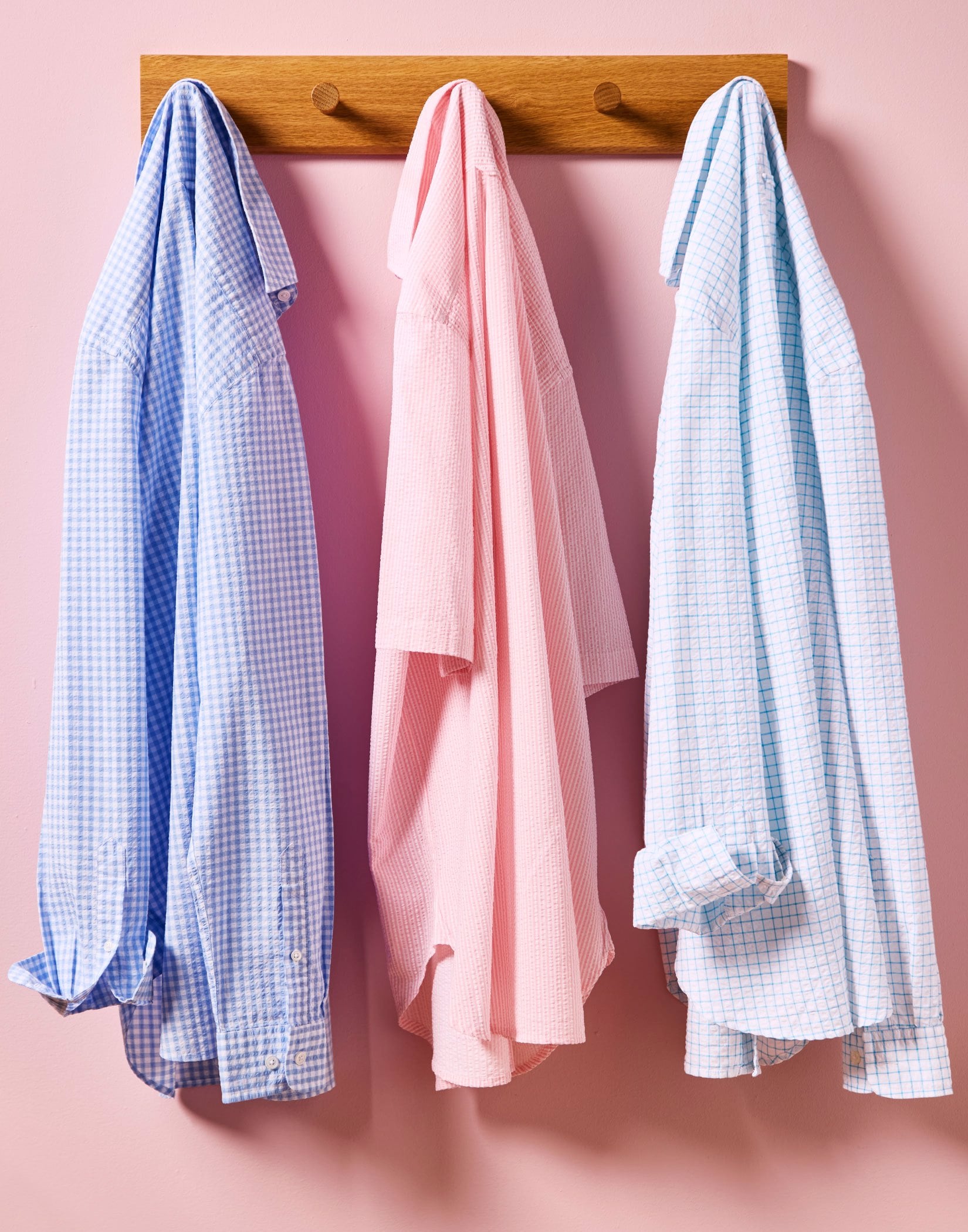 Seersucker Shirt Long Sleeve - Pink Stripe