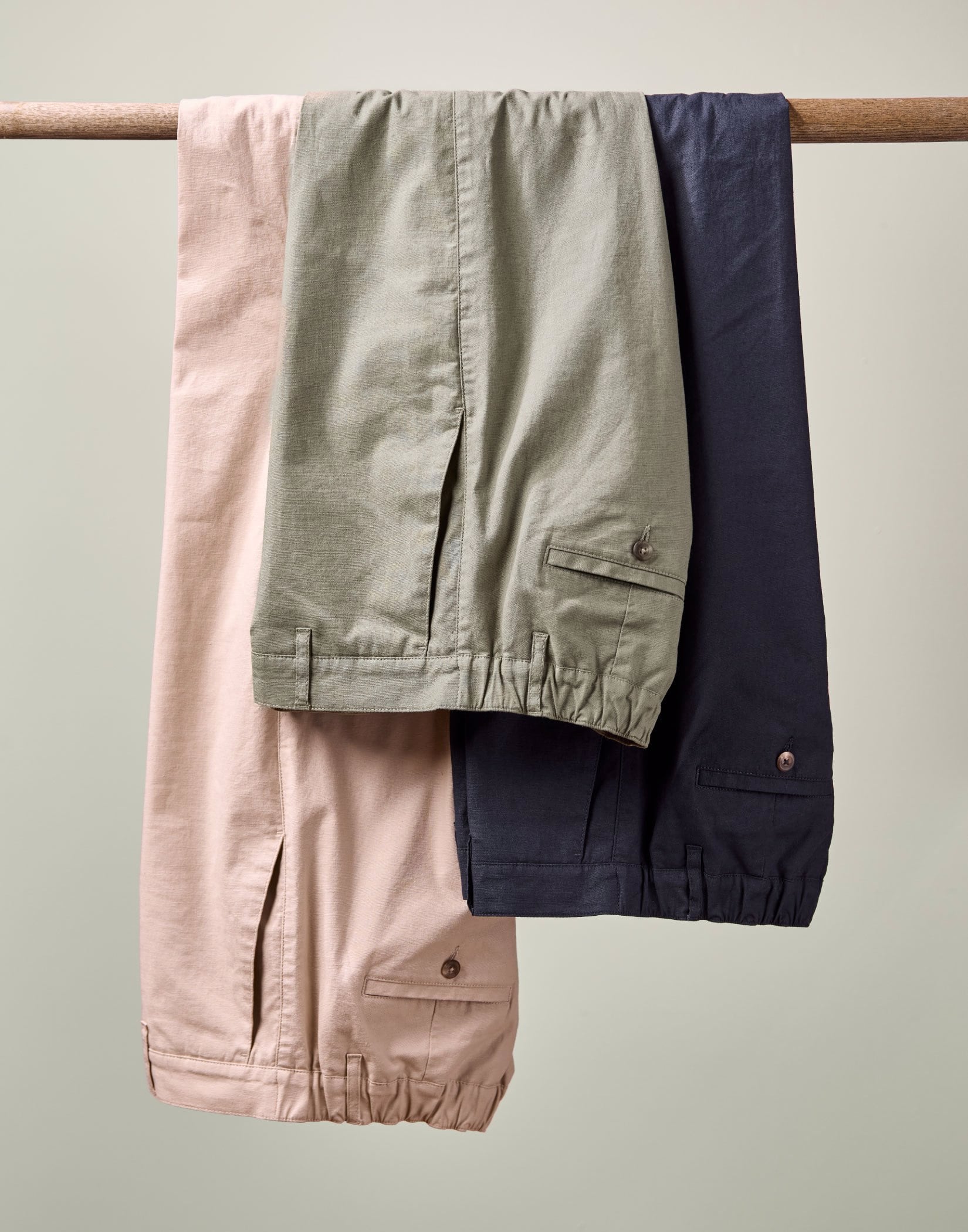 Linen/Cotton Casual Trousers - Olive