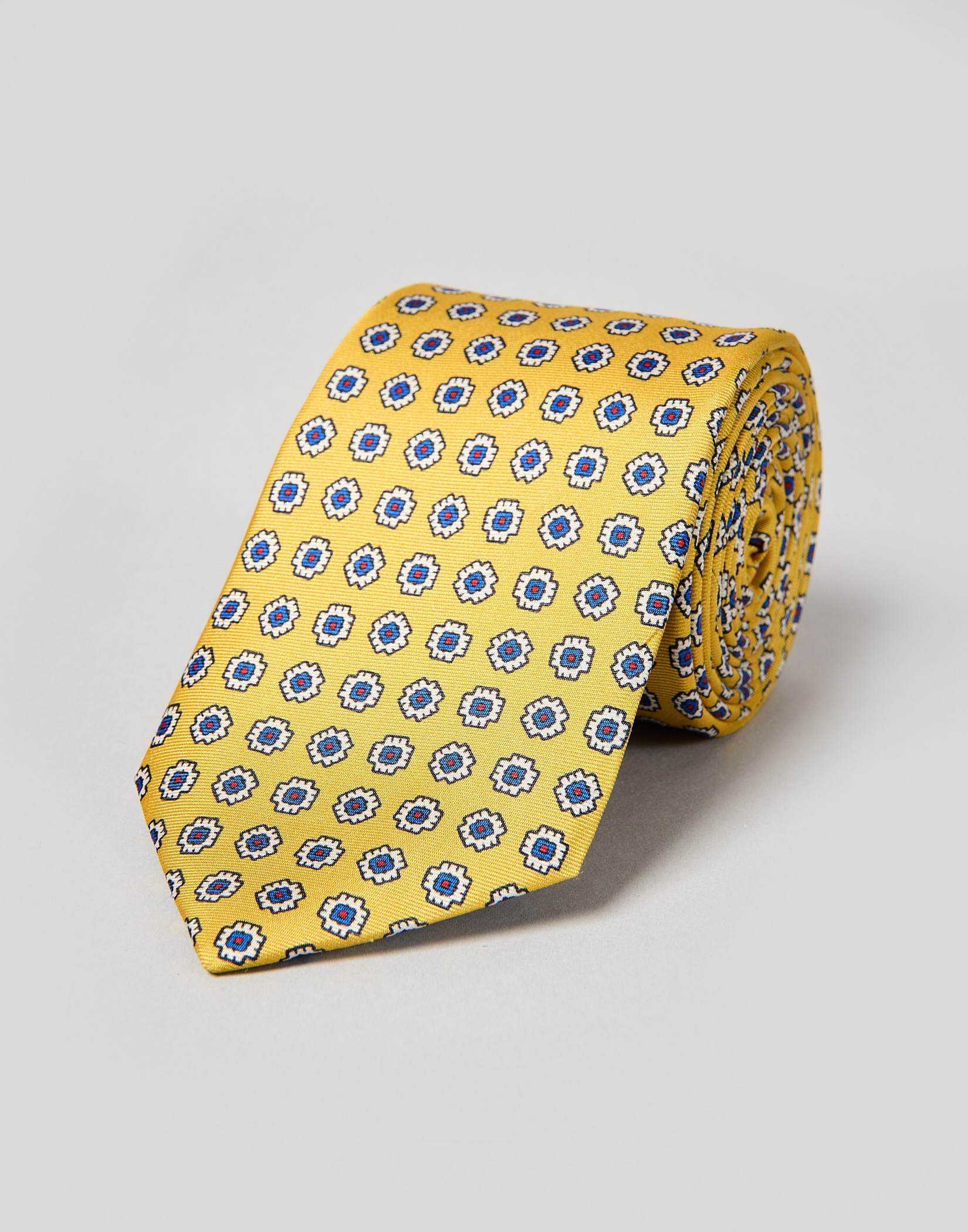Geometric on Gold Printed Silk Tie