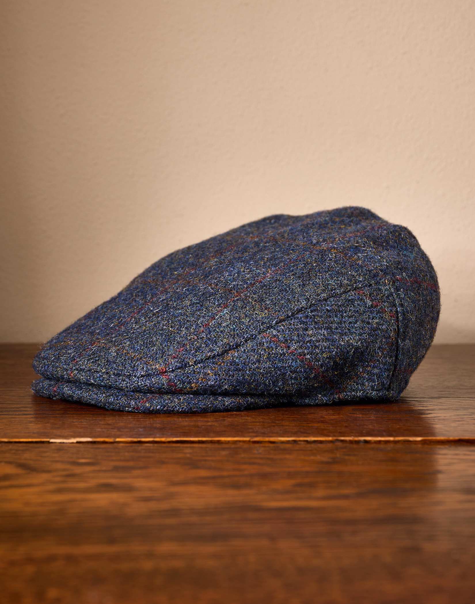 Tweed Flat Cap - Steel Blue Check