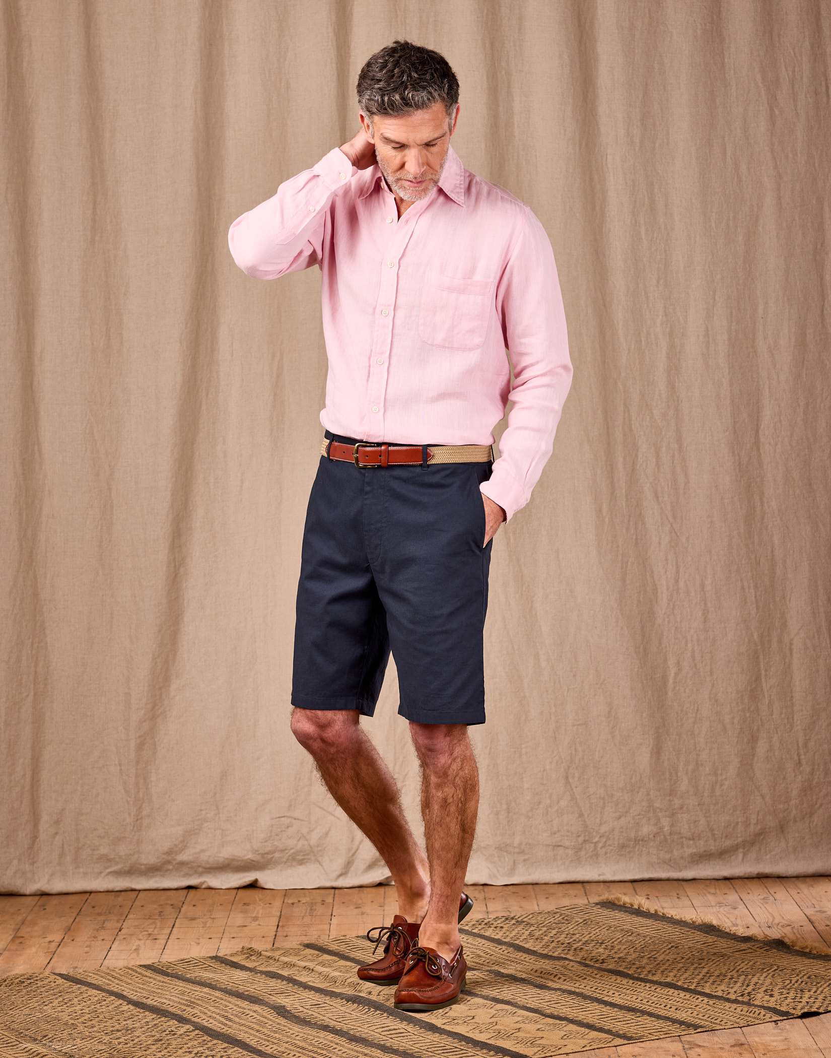 Linen Cotton Shorts - Navy