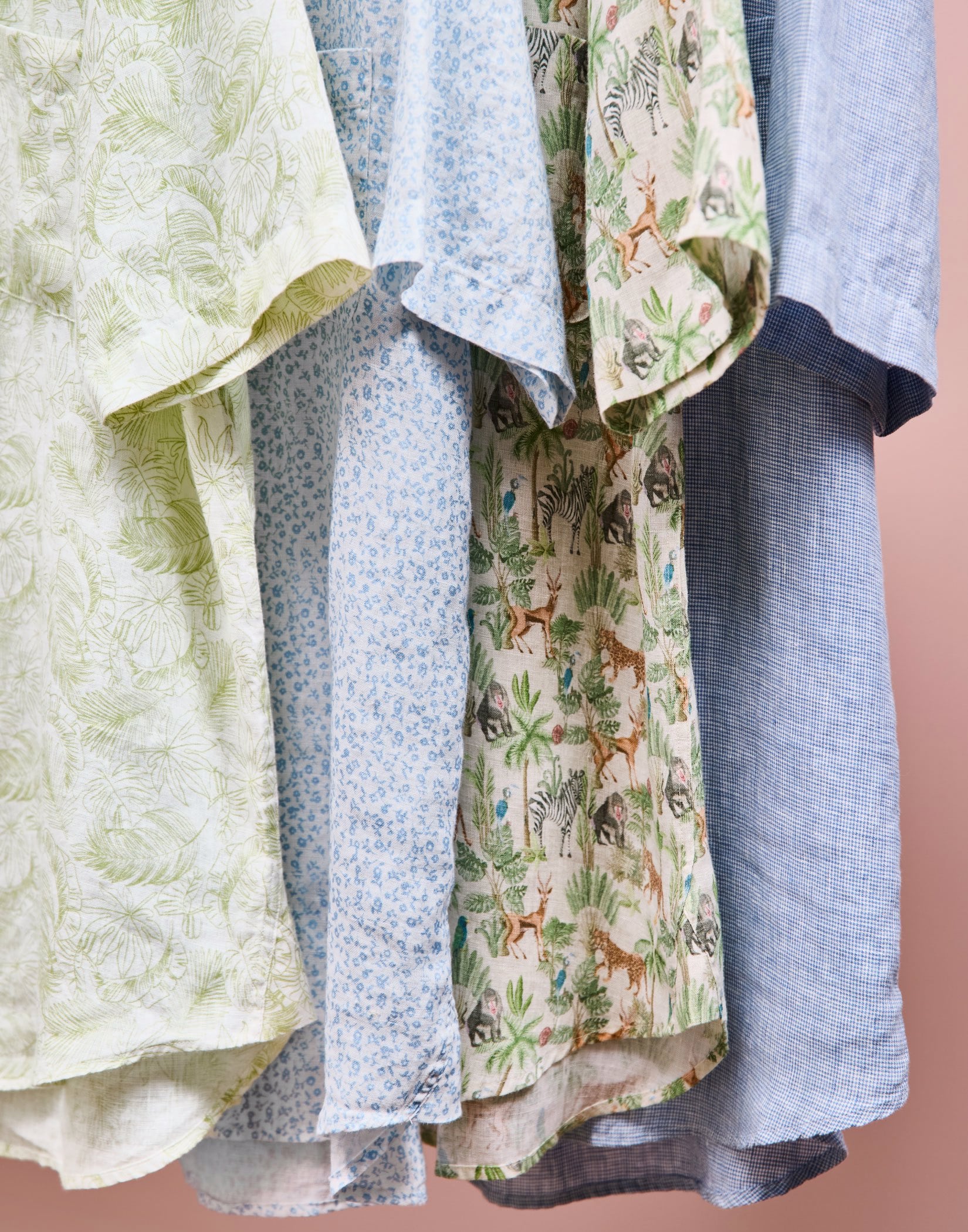 Linen Shirt Short Sleeve - Botanical Print
