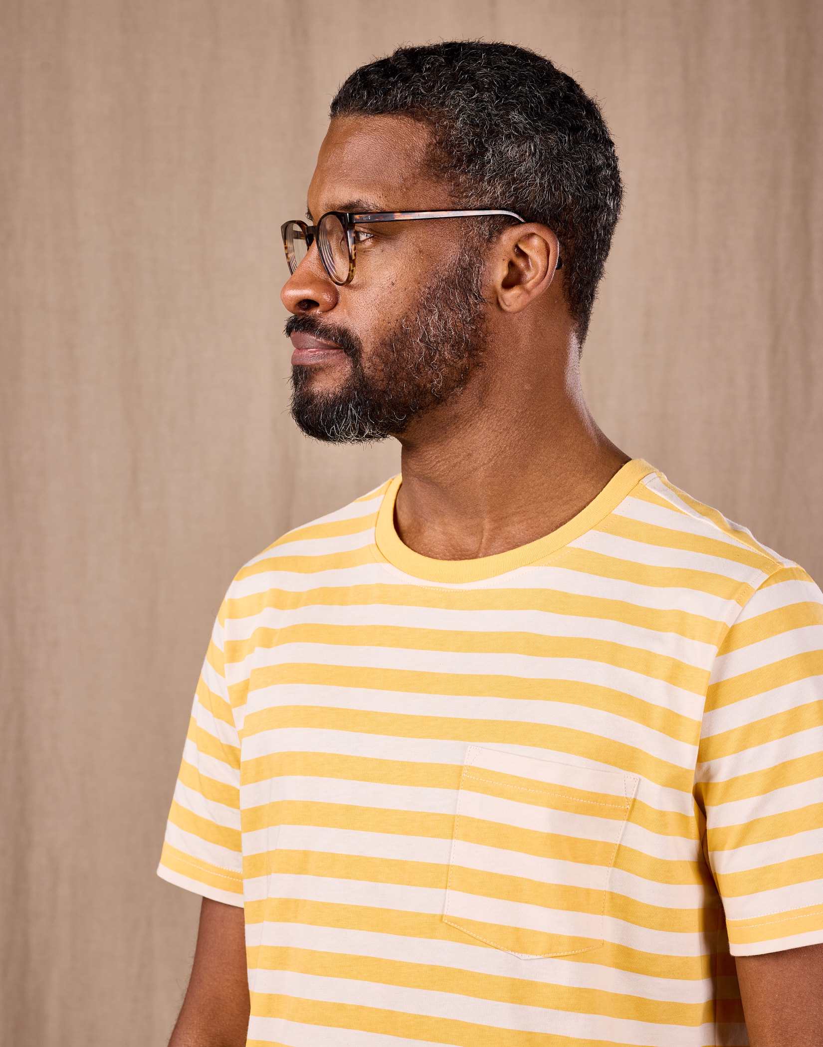 Printed Stripe T Shirt - Yellow