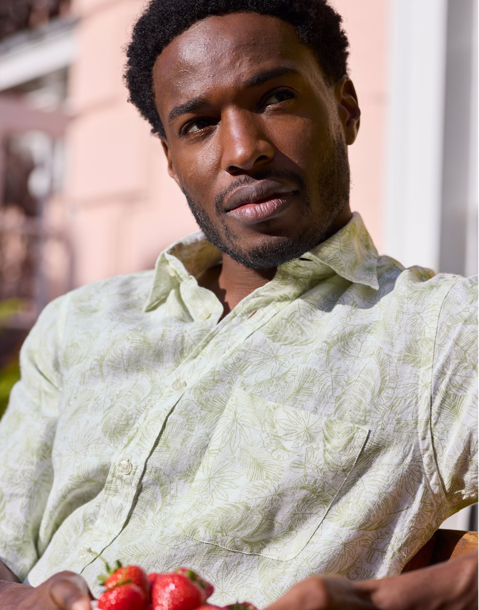 Linen Shirt Short Sleeve - Botanical Print