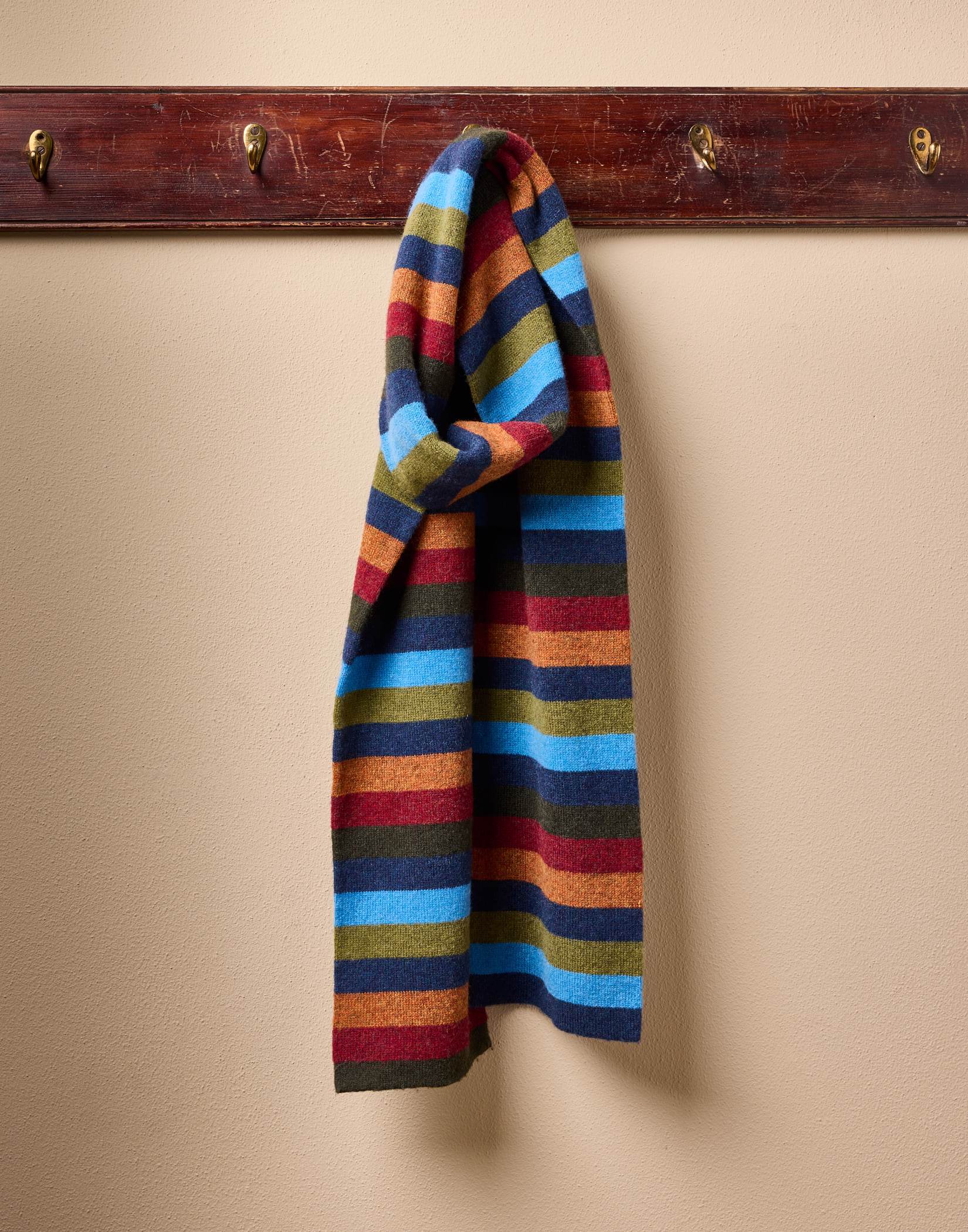 Striped Merino Scarf - Navy