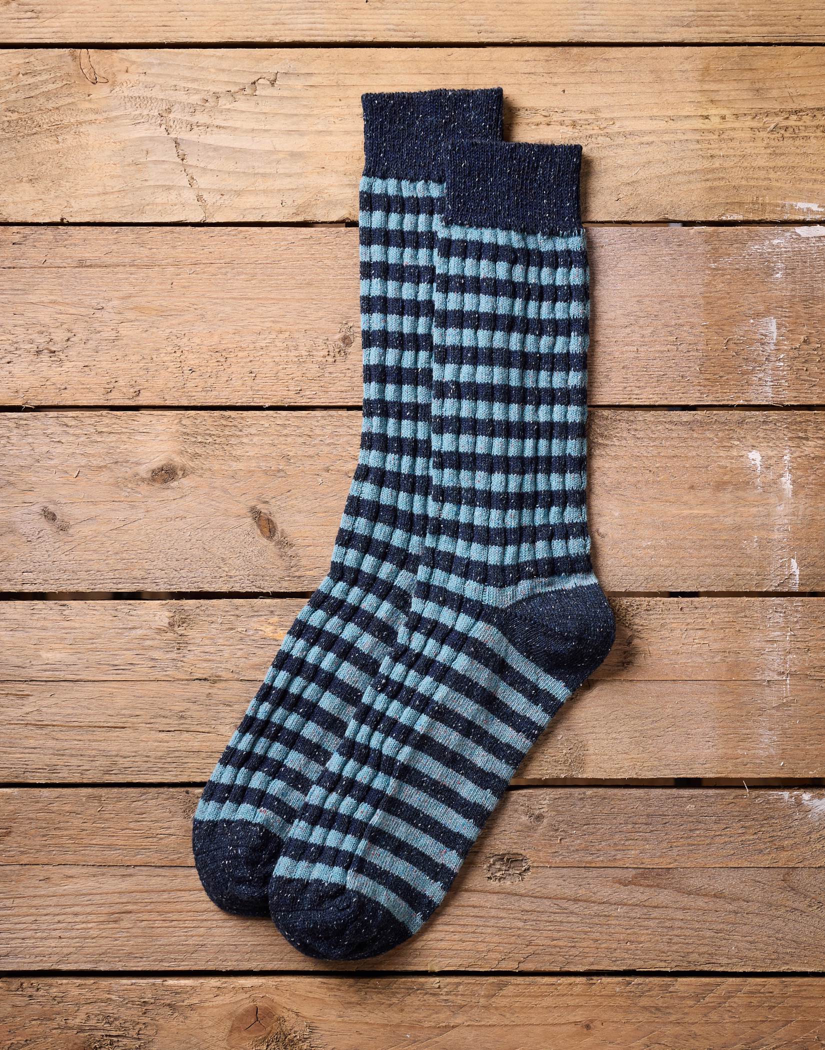 Melange Narrow Stripe Socks Navy/Blue