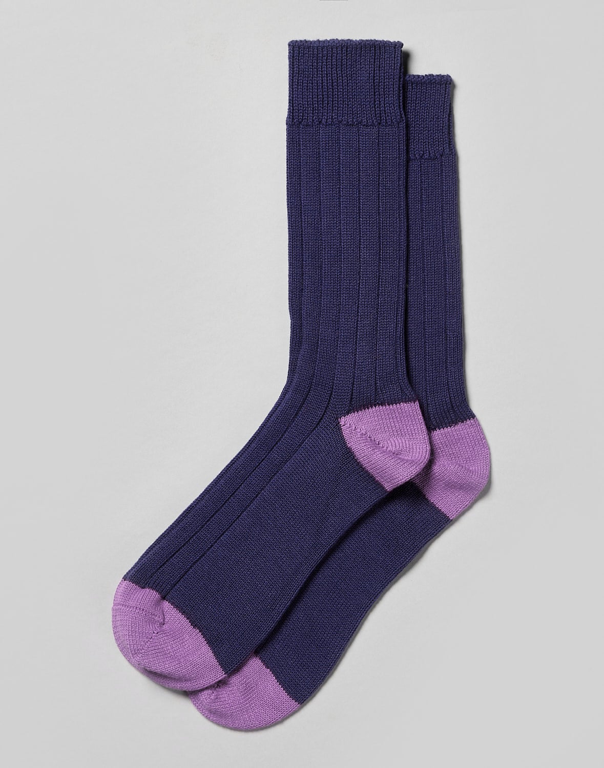 Heel & Toe Cotton Socks - Navy/Purple