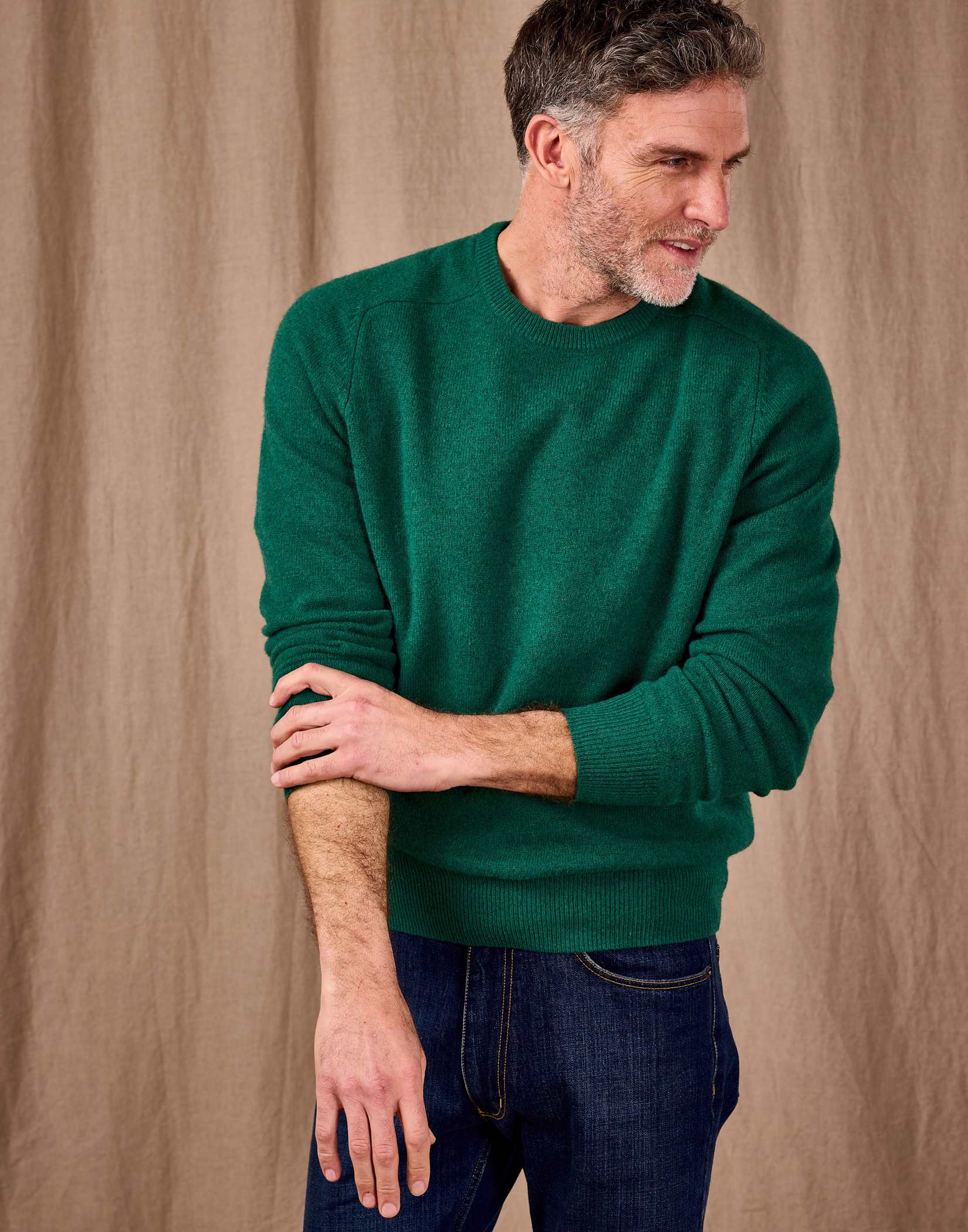 Lambswool Crew Neck Jumper - Green