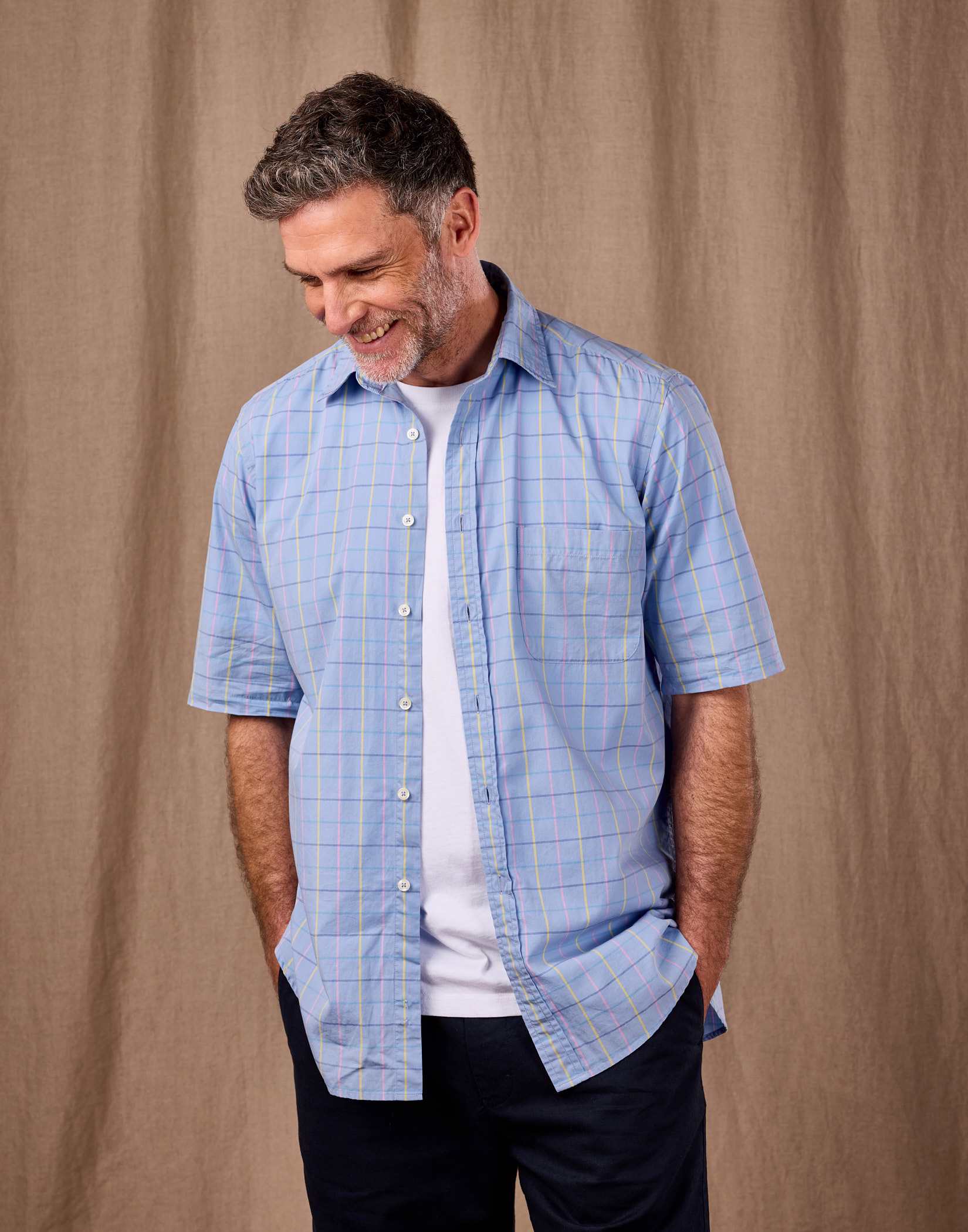 Summer Check Shirt Short Sleeve - Blue Check