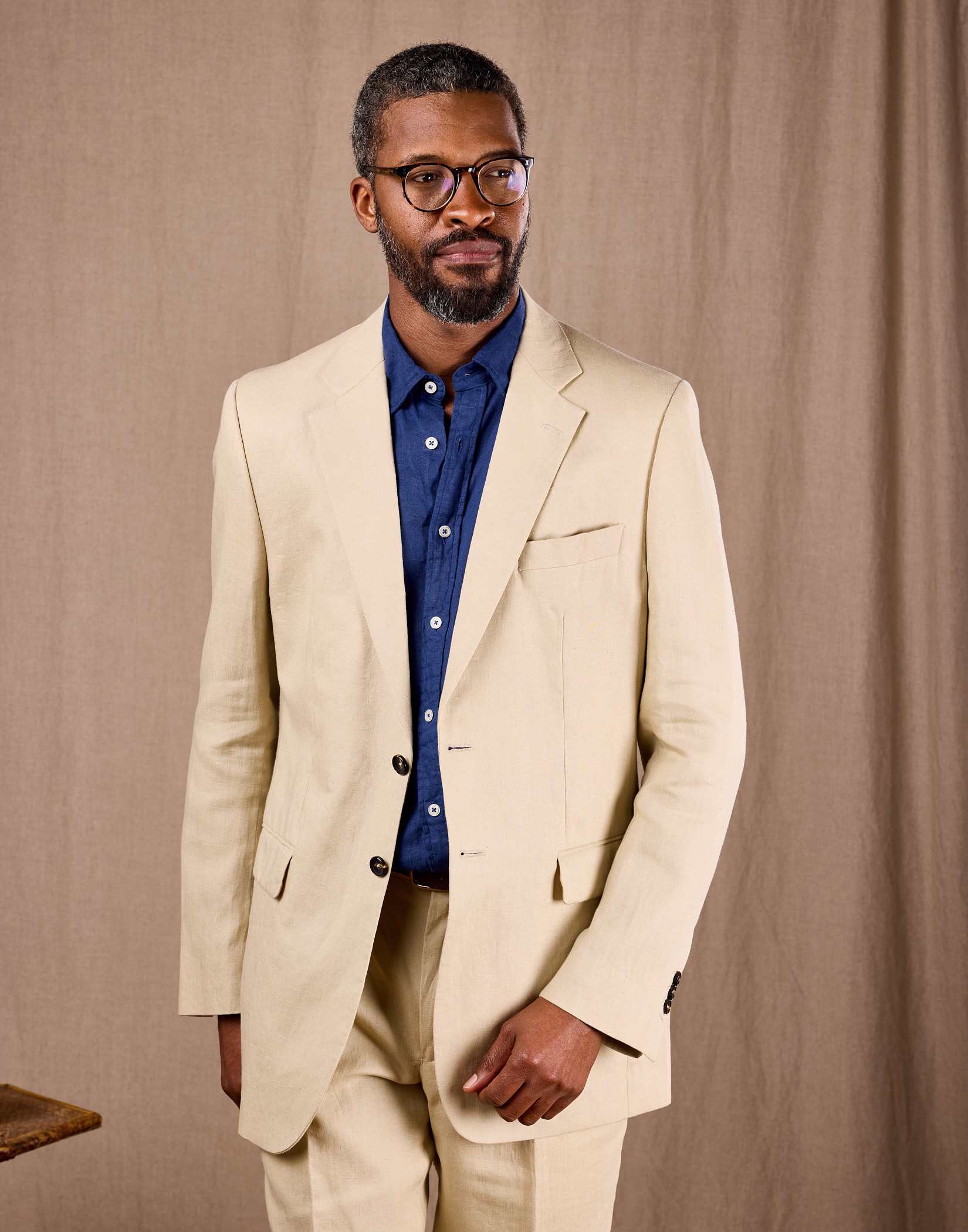 Linen Suit Jacket - Stone