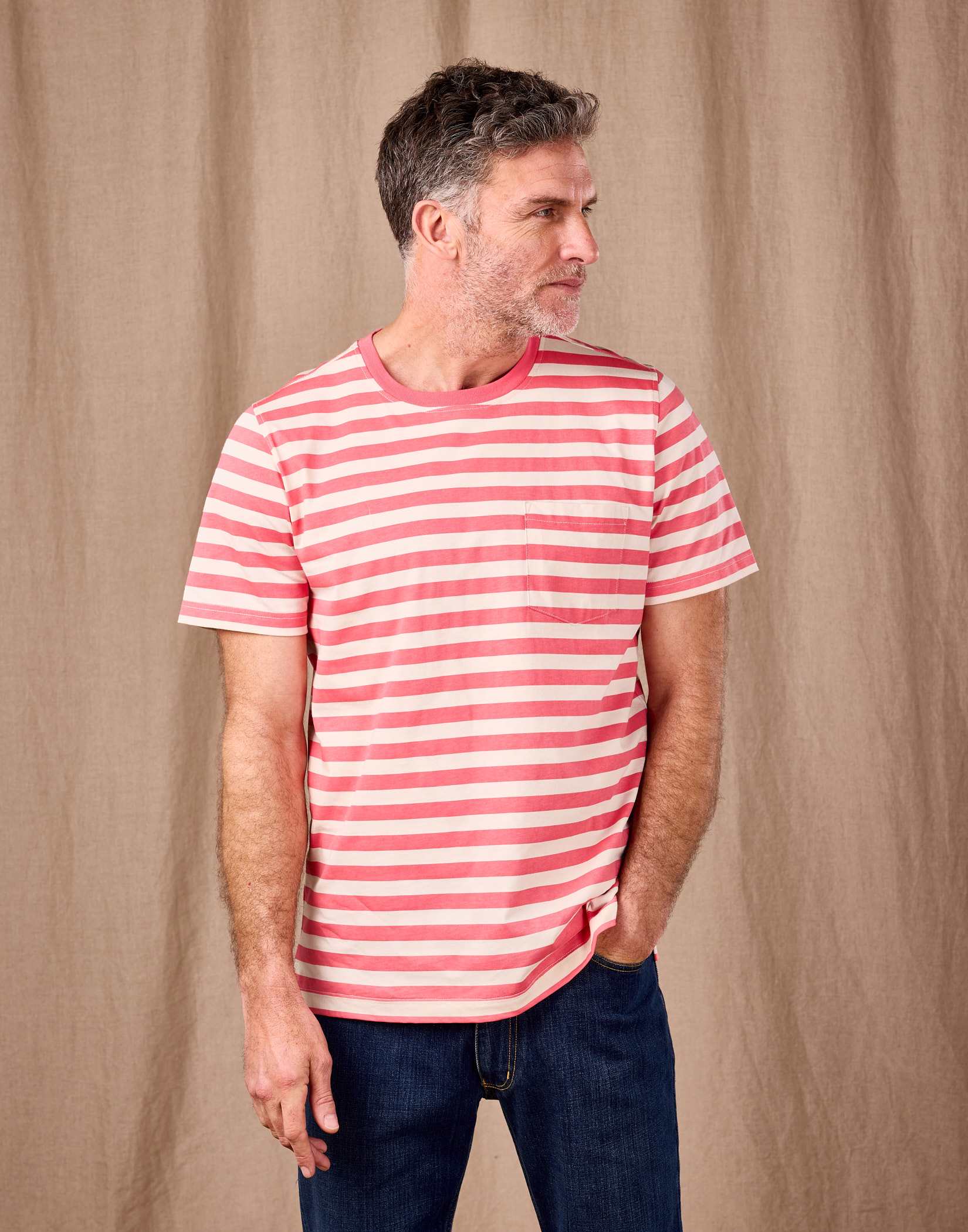 Printed Stripe T Shirt - Pink